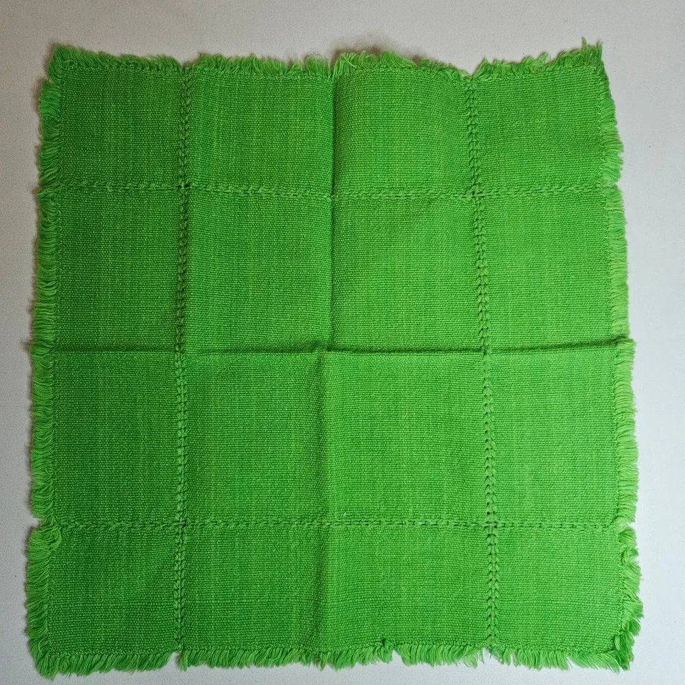 Vintage Colorful Fringed Cloth Napkins Set of 8 Boho Hand Loomed Style 13.5 Inch
